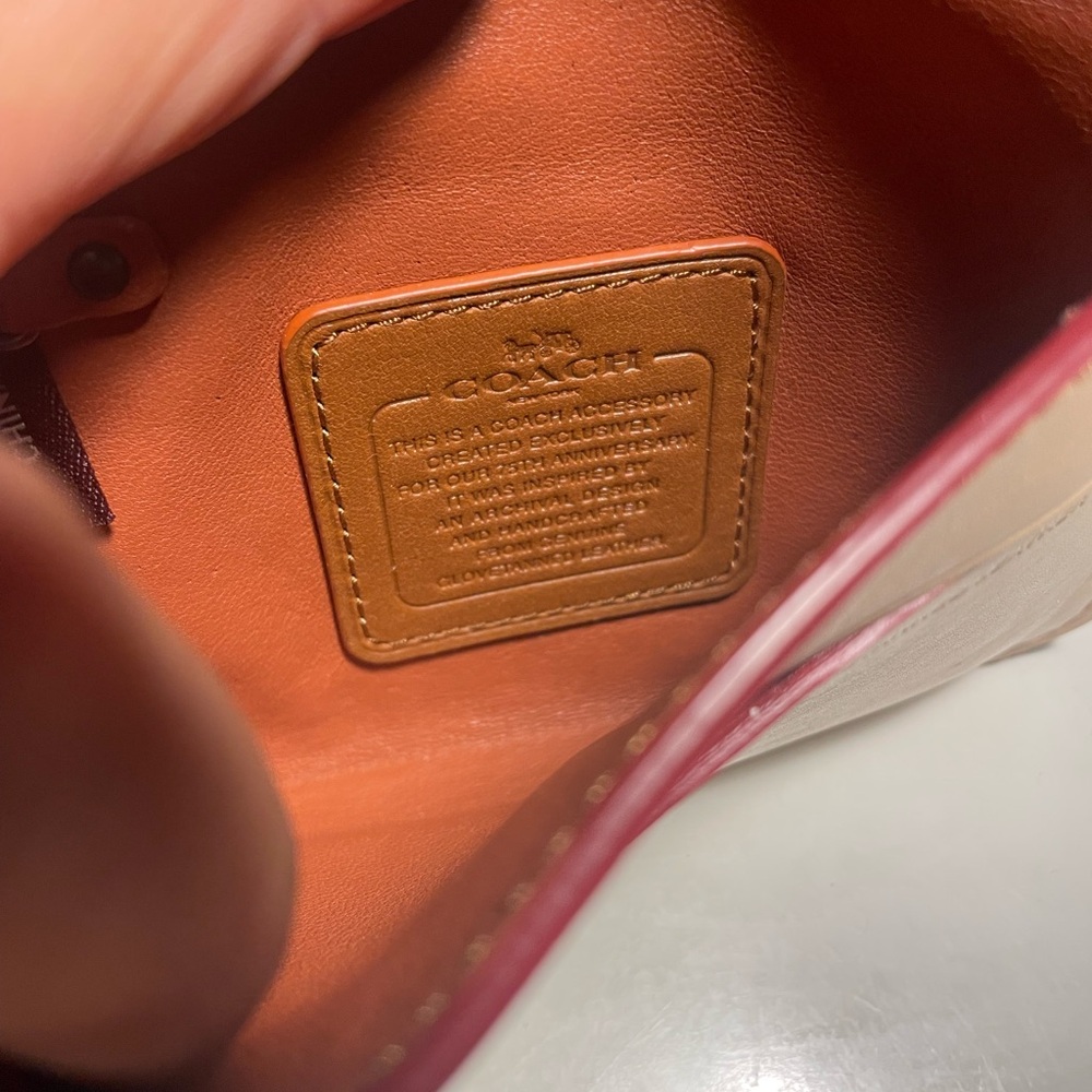 COACH rare wristlet in tan with red contrast. - Picture 5 of 6